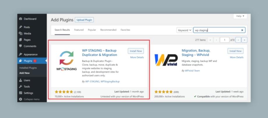 Descargar e instalar el plugin WP Staging